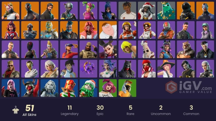 PC/XBOX |  51 skins | The Reaper | Elite Agent | Take The L | Drift | Peter Griffin | Omega