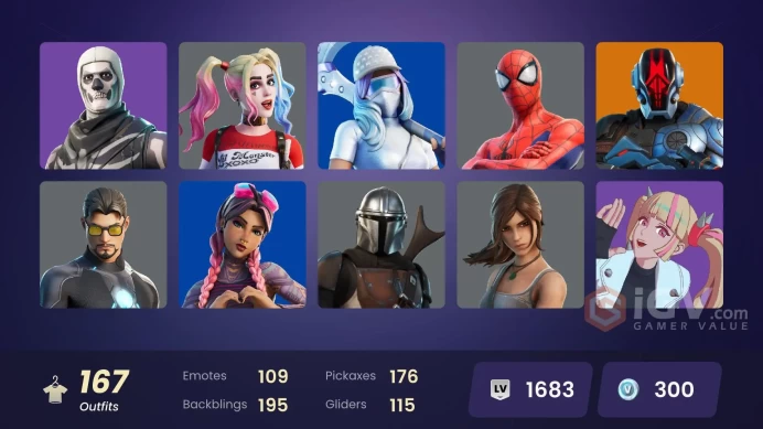 PC/PSN/XBOX | 167 skins | Dark Skully | Menace | Twyn | Raz | Renzo the Destroyer | Spire Assassin