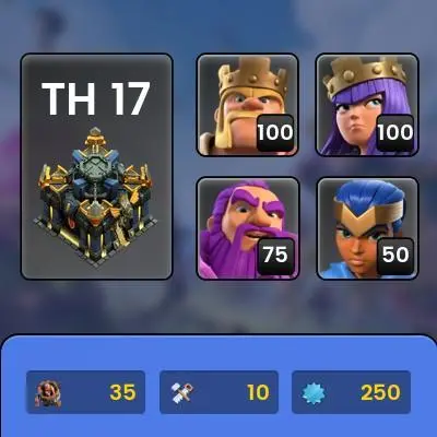 New Hero Level 84-Max Walls-Free Name Change-Lifetime Warranty+365-Day Insurance+45-Day Warranty TH17-XP250-Immediate Delivery