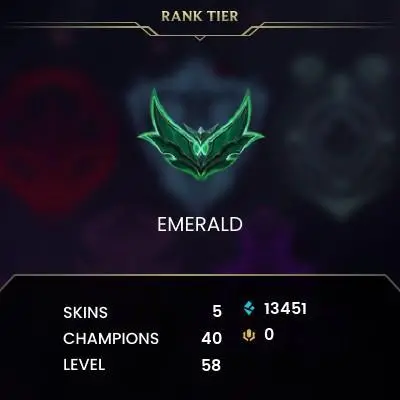 [Season 15 - SPLITE 1] EUW/EMERALD II 49LP / 5 SKİN / 40 CHAMPİONS/ 13K B.E / FULL ACCESS / LIFE TIME WARRANTY / HANDMADE/