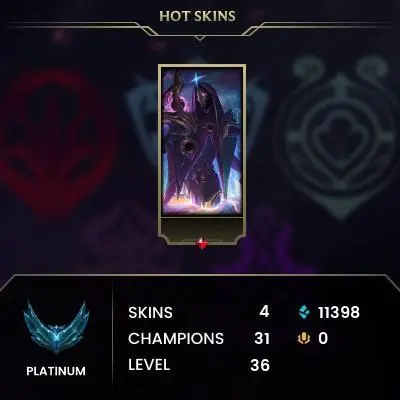 [S15 - SPLITE 2] EUW/PLATİNUM I 72LP 71WR / 4 SKİN / 31 CHAMPİONS/DİAMOND MMR / FULL ACCESS / LIFE TIME WARRANTY / HANDMADE/