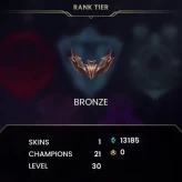 (S15 EUW) Bronze 3 placements // 13000 BE + 21 CHAMPS // Handleveled Quality // Full Access - Changeable Mail