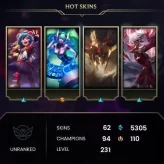 NA | Level 231 | 61 Skins | 94 Champions | Full Access | Instant Delivery | L179