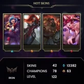 NA | Level 122 | 41 Skins | 78 Champions | Full Access | Instant Delivery | L193