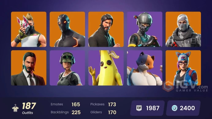 FA - [XBOX/PC] 187 skins | The Reaper | Neo Versa | Elite Agent | Take The L | Spike | Sub Commander | John Wick | 2900 VB 