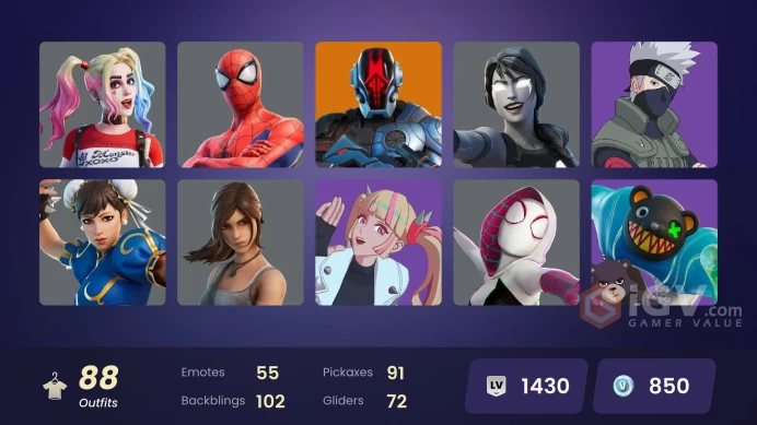 PC/PSN/Chun-Li/Darth Vader/Kakashi Hatake/Harley Quinn/Ruby/Moxie/FULL ACCESS/