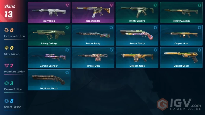 NA SERVER/ION PHANTOM/PRIME SPECTRE/13 SKINS/752 VP/FULL ACCESS/LIFE TIME WARRANTY/
