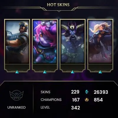 LOL 226 skins 167 characters Europe West 342 Level   mx227