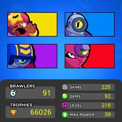 [Code 6969] Level 217 / 66k Trophy + 225 Skins / Very Cheap