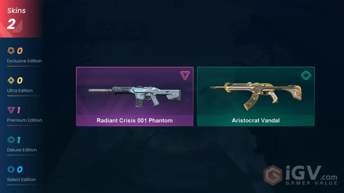 [EU\TURKEY] - SKINS 2 - Radiant Crisis 001 Phantom - Aristocrat Vandal - FULL ACCESS - INSTANT DELIVERY