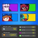 B5【 50/92 BRAWLERS 】11 MAX POWER▰6 HYPERCHARGE▰12K TROPHIES▰NC 60▰100 SKINS▰INSTANT DELIVERY