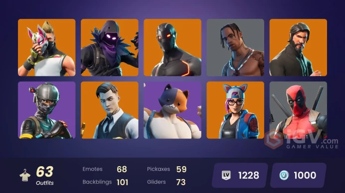 FA - [XBOX/SWITCH/PC] 63 skins | The Reaper | Elite Agent | Travis Scott | Take The L | Rogue Agent | Calamity | Valor | Leviathan | Sentinel
