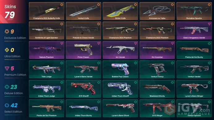 [EU] Email | 79 Skins | Champions 2022 Bundle | Kuronami no Yaiba | Champions 2024 Phantom | Sentinels of Light Operator | 35k VP Spent