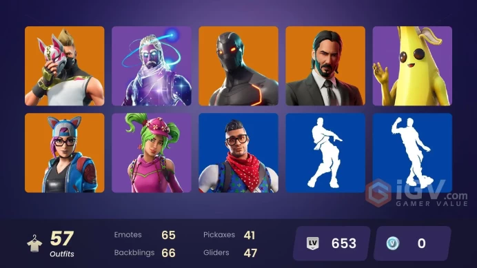 57 SKINS /Galaxy OG/John Wick/Omega/Drift/Blue Striker/Rogue Agent/FULL ACCESS/