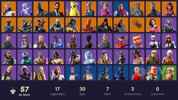 57 SKINS /Galaxy OG/John Wick/Omega/Drift/Blue Striker/Rogue Agent/FULL ACCESS/