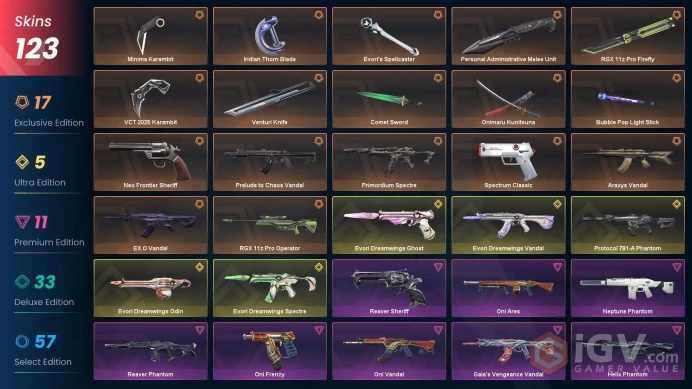 [Turkish] / STACKED OUT Evori + Oni + VCT 2025 Karambit + Minima Bundles + More / Unranked / Full Access & Instant Delivery #T109