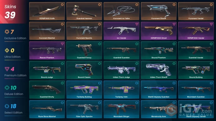 EU 39 skins | Kuronami no Yaiba | Kuronami Sheriff | Kuronami Vandal | Kuronami Marshal | Kuronami Spectre | XERØFANG Knife | Ion Vandal |