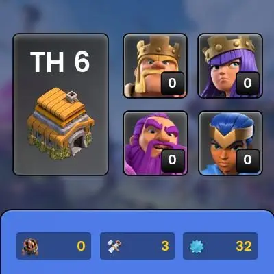 TH 6 lvl 32 | Clan Leader 3 | BK0-AQ0-MP0-RC0 | Supercell ID | Protect Off | Take Email Access(COC2)