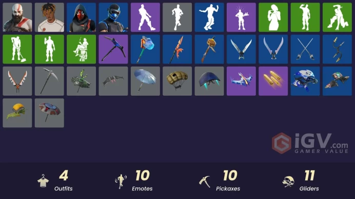 | Kratos(OG) | Fixer | Slayer Juice WRLD | Seeker | Mimir | Gwenpools Katanas