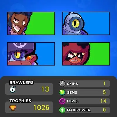 ◆13 BRAWLERS◆BUZZ 1K TROPHIES◆MAX RANK [0]◆0 HYPERCHARGE◆ MAX POWER◆FF22