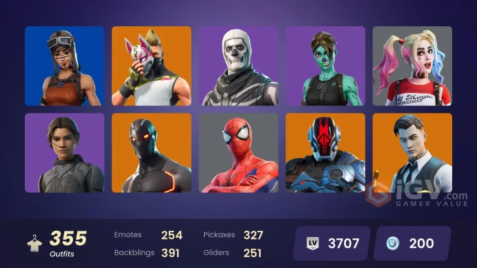 [PC] 355 skins | Renegade Raider | Master Chief | Gold Midas | Gold Brutus | Rogue Agent | Spike | Eddie Brock | Black Adam | 200 VB