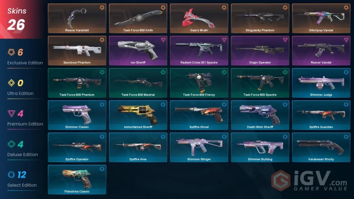 EU [ 26 TOP SKINS + 3 KNIFE ] Gaia's Wrath + Reaver Karambit + Singularity Phantom + Spectrum Phantom + Glitchpop Vandal / full acces 