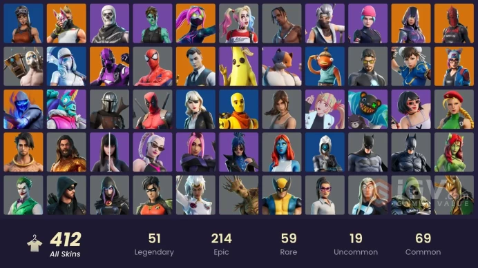 FA 412 skins | Wildcat | Travis Scott | Psycho Bandit | Merry Mint Axe | Leviathan Axe | Dark Vertex | Glow | Renegade Raider | 