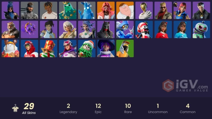  [PC/PSN]  29 skins | Fancy Peter Griffin | Burning Ambition Valeria | Poseidon | Polar Peely | Old Snake | Slayer Juice WRLD | 0 VB ZAK503   