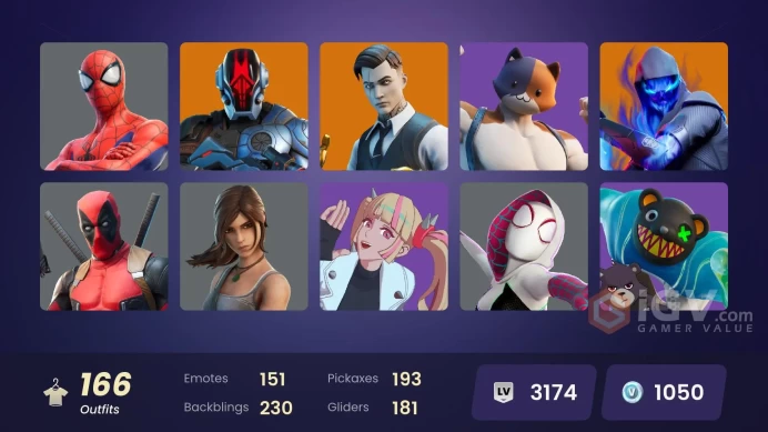 [PC/PSN/XBOX] 166 skins | Take The L | Gold Midas | Rogue Agent | Torin | Optimus Prime | Gear Specialist Maya | Hades | Peter Griffin | 1050 VB