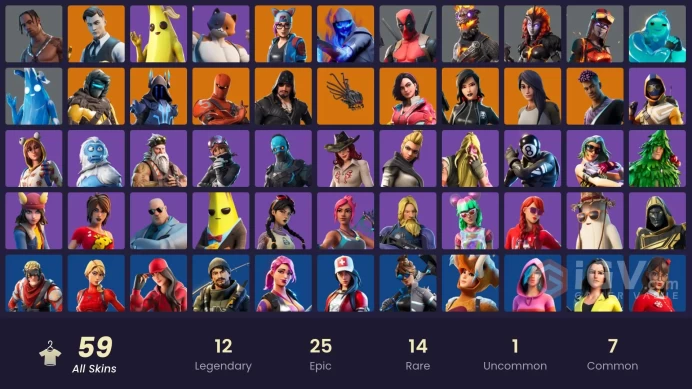 [PC/PSN/XBOX] 58 skins | Travis Scott | Merry Mint Axe | Gold Midas | Zenith | Gear Specialist Maya | Blackheart | The Ice King | 400 VB
