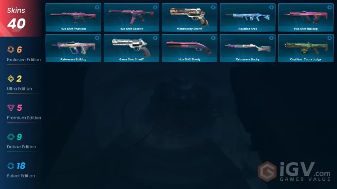 40 Skins | RGX 11z Pro Blade | Celestial Fan | Protocol 781-A Bulldog | Protocol 781-A Phantom | Neo Frontier Marshal | RGX 11z Pro Vandal 