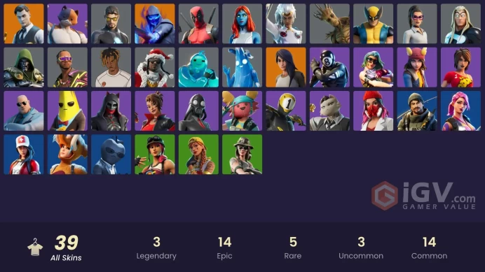   [PC/XBOX/NINTENDO]  39 skins | Aura | Tony Stark | Laugh It Up | Gold Midas | Gold Brutus | Gold Meowscles | Fusion | 700 VB   ZAK512      