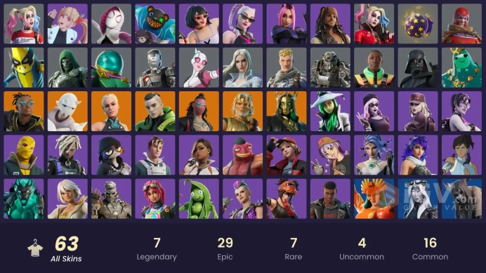 {PC/PSN/XBOX} 750 VB} 63 SKINS: MALIK / TWYN / HADES / ZEUS / PARADIGM {REALITY-659} / SNAP / KADO THORNE / POSEIDON / DARTH VADER