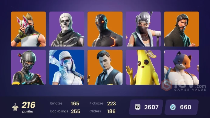[PC/PSN/XBOX] 216 skins |The Reaper | Leviathan Axe | OG STW | Elite Agent | Take The L | Gold Midas | Gold Brutus | Gold Meowscles | 560 VB
