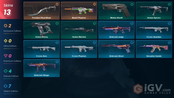 EU | 13 Skins | Forsaken Ritual Blade | BlastX Phantom | Minima Sheriff | Sensation Vandal | FULL ACCESS
