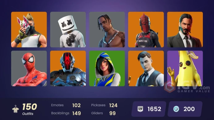 FA 150 skins | Travis Scott | Astro Jack | Gold Brutus | Gold Midas | End Zone | FNCS 3:1 Champion | Ryu | John Wick | Luxe | Zenith