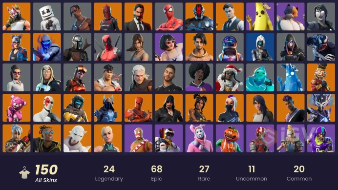 FA 150 skins | Travis Scott | Astro Jack | Gold Brutus | Gold Midas | End Zone | FNCS 3:1 Champion | Ryu | John Wick | Luxe | Zenith