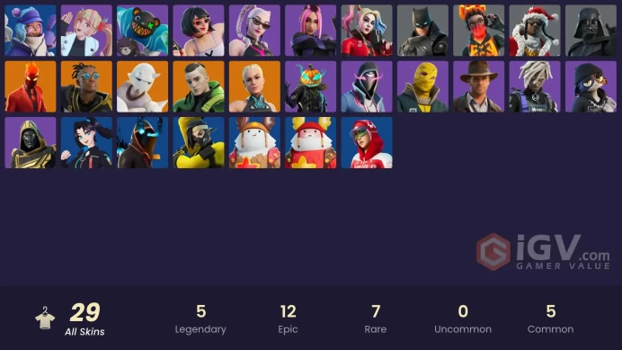 PC/NINTENDO]  29 skins | Rebirth Harley Quinn | Paradigm (Aurelian) | Malik (Solitary Defender) | Twyn | Inferno | Snap |500 VB   ZAK5189 