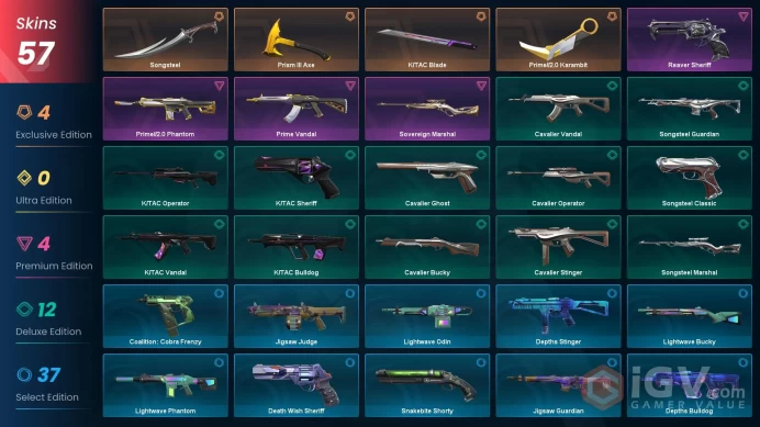EU [ 57 TOP SKINS + 4 KNIFE ] Prime//2.0 Karambit + Prime//2.0 Phantom + Reaver Sheriff + Prime Vandal + Prism III Axe / full acces