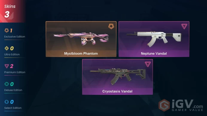 EU | 3 skins | Mystbloom Phantom | Neptune Vandal | Cryostasis Vandal | FULL ACCESS