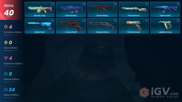 40 Skins | Arcane Sheriff | Prosperity | Ion Vandal | Origin Vandal | Gravitational Uranium Neuroblaster Spectre | Celestial Judge | Minima