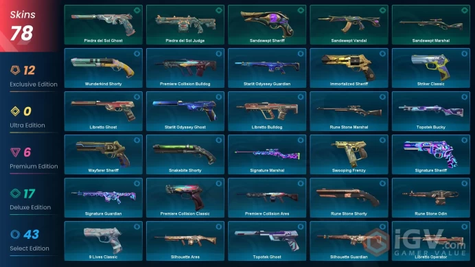 EU | 78 Skins | Xenohunter Knife | Spectrum Phantom | Snowfall Wand | BlastX Phantom | Prelude to Chaos Vandal | RGX 11z Pro Operator | ChronoVo