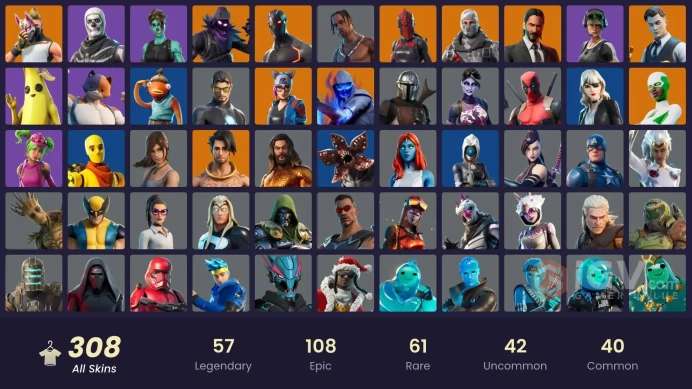 [PC/XBOX] 308 skins | Travis Scott | Merry Mint Axe | Gold TNTina | Gold Midas | Gold Meowscles | Fishstick (World Cup) | Gold Brutus | 150 VB