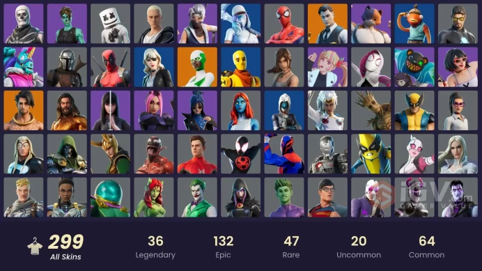 [PC/XBOX] 299 Skins | Gold TNTina | Gold Midas | Gold Brutus | Gold Meowscles | Lina Quad | Stealthy Snowboarder | Pro | Online Threat | 270 VB