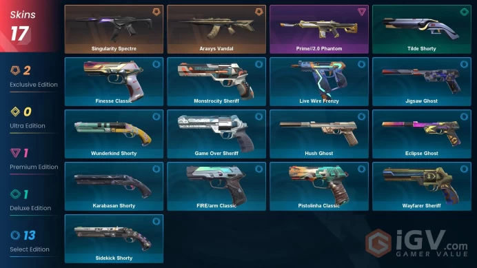 LATAM | 17 Skins | Araxys Vandal | Singularity Spectre | Prime//2.0 Phantom | FULL ACCESS
