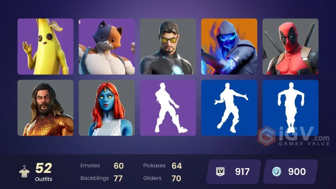 [PC/PS/NINTENDO] 52 skins | Jules | Tony Stark | Peely | Star Wand | Sentinel (Dark) | Vendetta (Stage 5) | Luxe (Gold Clothing) 900 VB | ZAK801