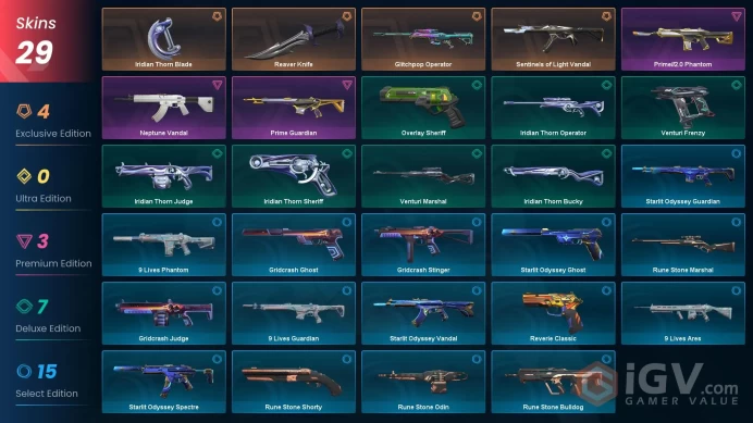 Na-Usa-Can | Reaver Knife | Sentinels of Light Vandal | Prime//2.0 Phantom | Glitchpop Operator | 29 Skins | Level 65 | Rank Read | Full Access
