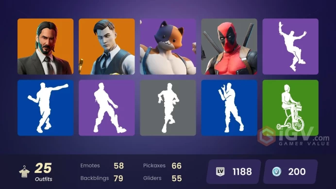 [PC/PSN] 22 skins | Gold Midas | Gold Brutus | John Wick | Gear Specialist Maya | Rippley vs Sludge | Deadpool | Polar Peely | Lt. Evergreen |