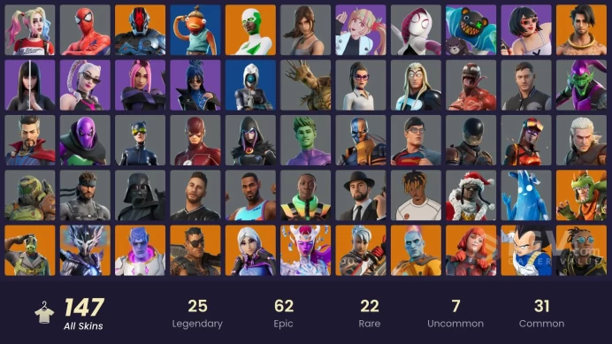 [PC/PSN/XBOX] 147 SKIN-168 PICKAXE-131  EMOTE-130 GLIDERS-100K VP SPEND-Victor ElitE-Rex-DRAGON BALLS-Neymar Jr-Harley Quinn-Thor-FULL ACCESS