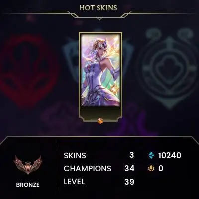 S15 Bronze III (0 LP) / EUW / BE: 10240 / RP: 0 / CHAMPS: 34 / SKINS: 3 / HANDLEVELED / FULL ACCESS / NO SCAM